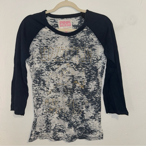PINK Victoria's Secret Tops - PINK Y2k Victoria's Secret Blue and White Graphic Tee led zeppelin